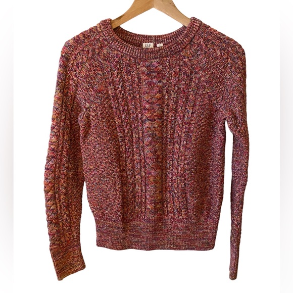 GAP Sweaters - GAP Crewneck Cable knit Red Multi Sweater Size Small
